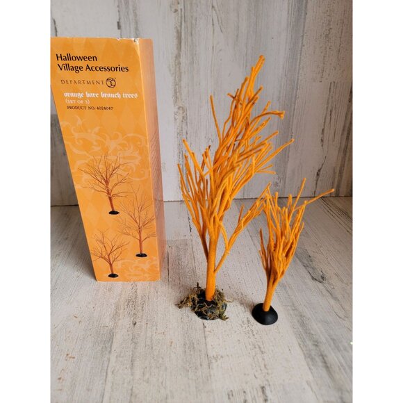 Dept 56 4024047 Halloween orange bare branch tree Village accessory set - Picture 1 of 8